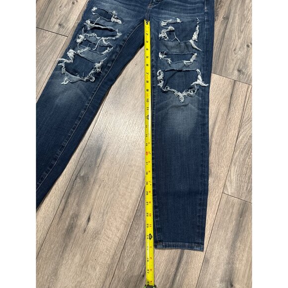 American Eagle Next Level Stretch Distressed Dark Wash High-Rise Jegging Womens - Picture 9 of 9